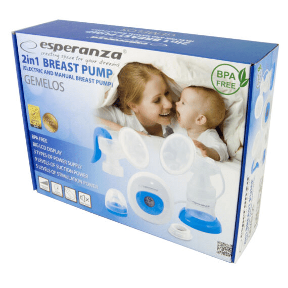 Esperanza ECM003B, Gemelos, 2in1, 150 ml, BPA mentes, Kézi és elektromos mellszívó